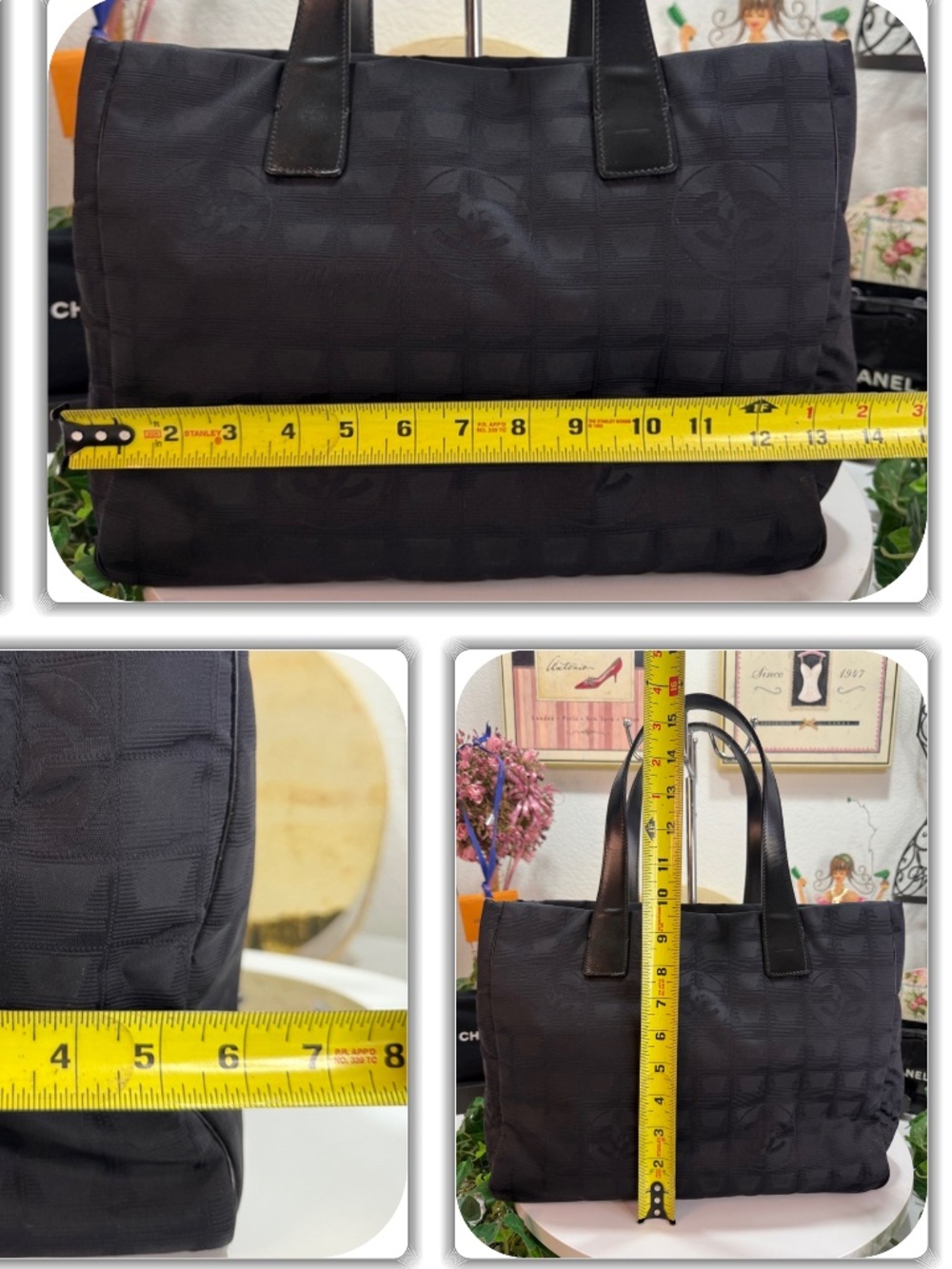 RITZY CHANEL CC MONOGRAM CANVAS TOTE HANDBAG! - Picture 14 of 17